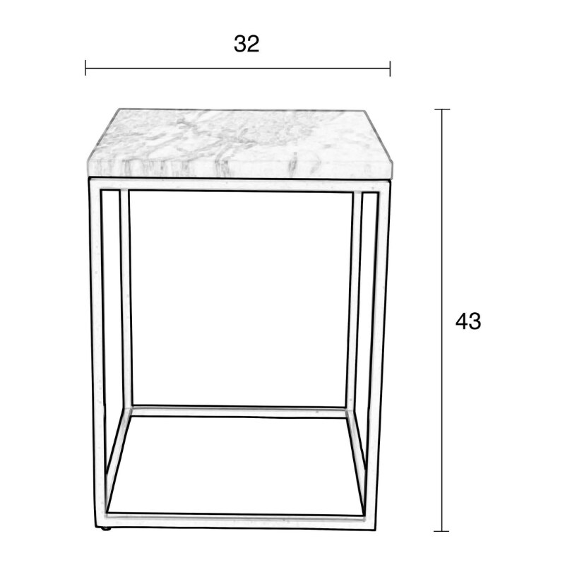 Bílý mramorový odkládací stolek ZUIVER MARBLE POWER 32 x 32 cm