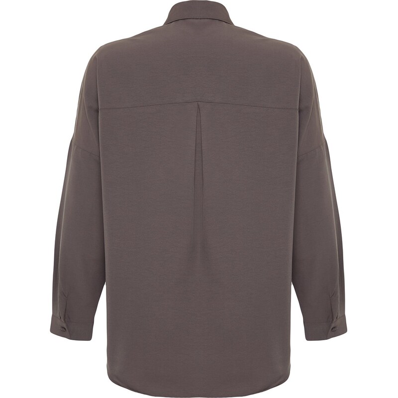 Trendyol Anthracite Oversize/Creature Woven Shirt