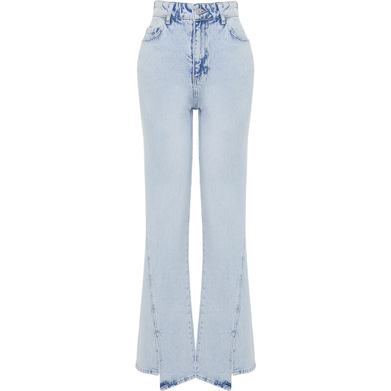 Trendyol Blue Slit High Waist Wide Leg Jeans