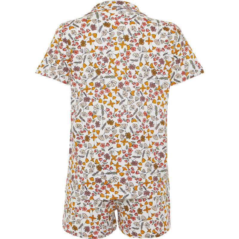 Trendyol Multi Color 100% Cotton Floral Pattern Knitted Pajamas Set