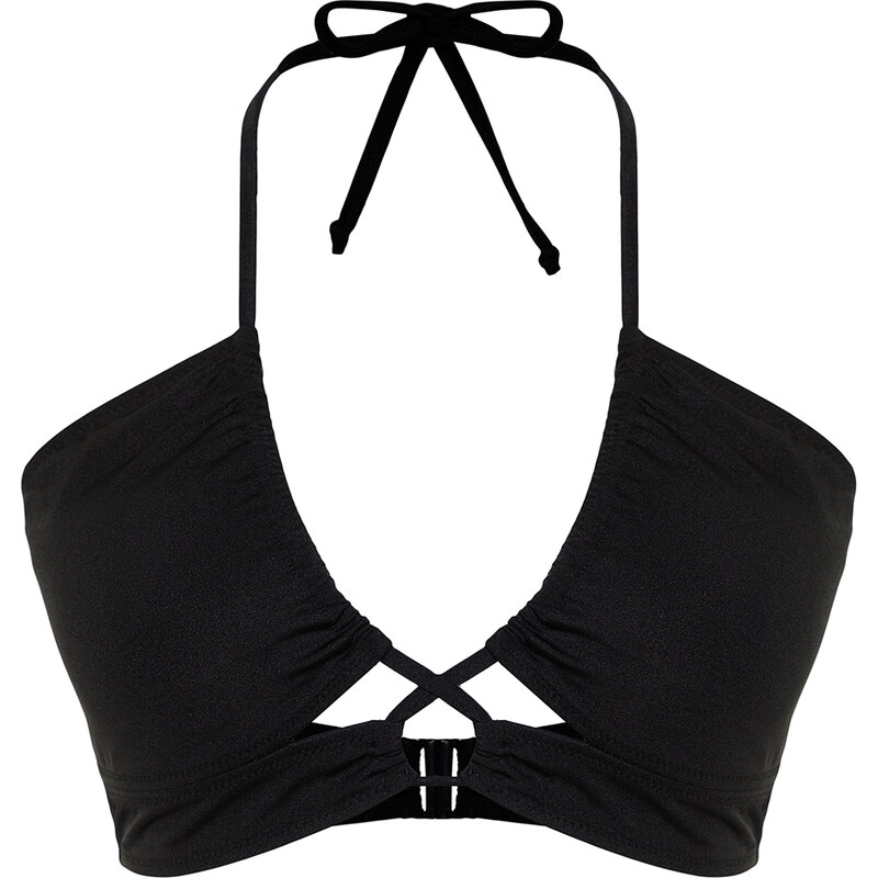 Trendyol Curve Black Tie Detailed Slimming Effect Bikini Top