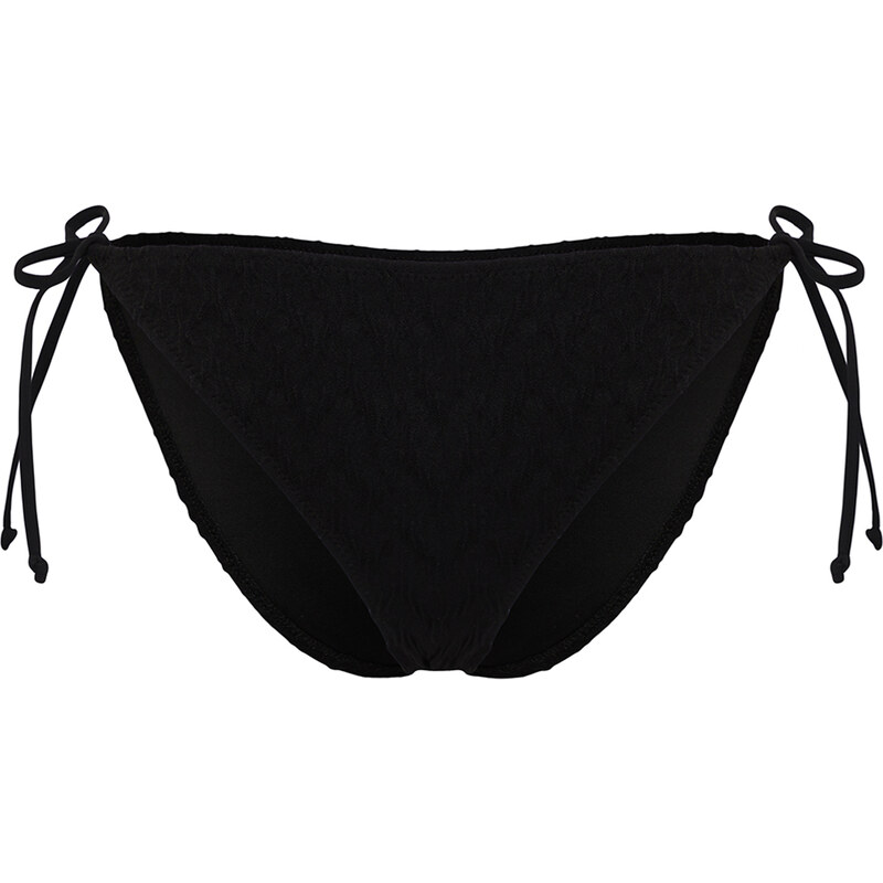 Trendyol Black Tied Textured Regular Bikini Bottom