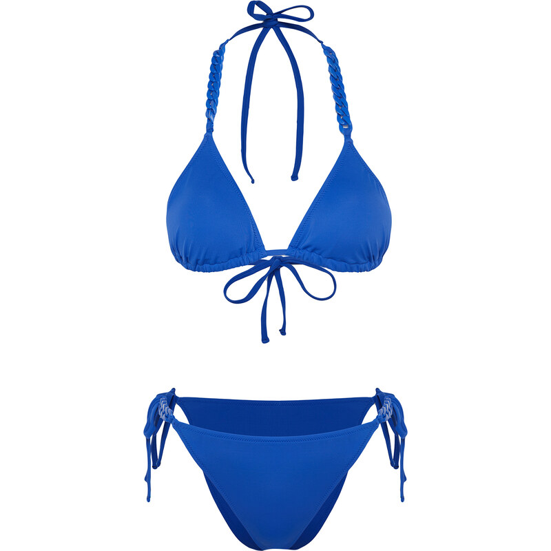 Trendyol Sax Triangle Regular Bikini Set With Chain Accessory