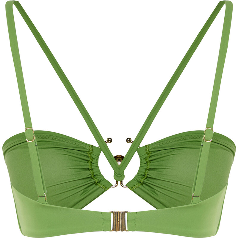 Trendyol Green Strapless Accessory Bikini Top