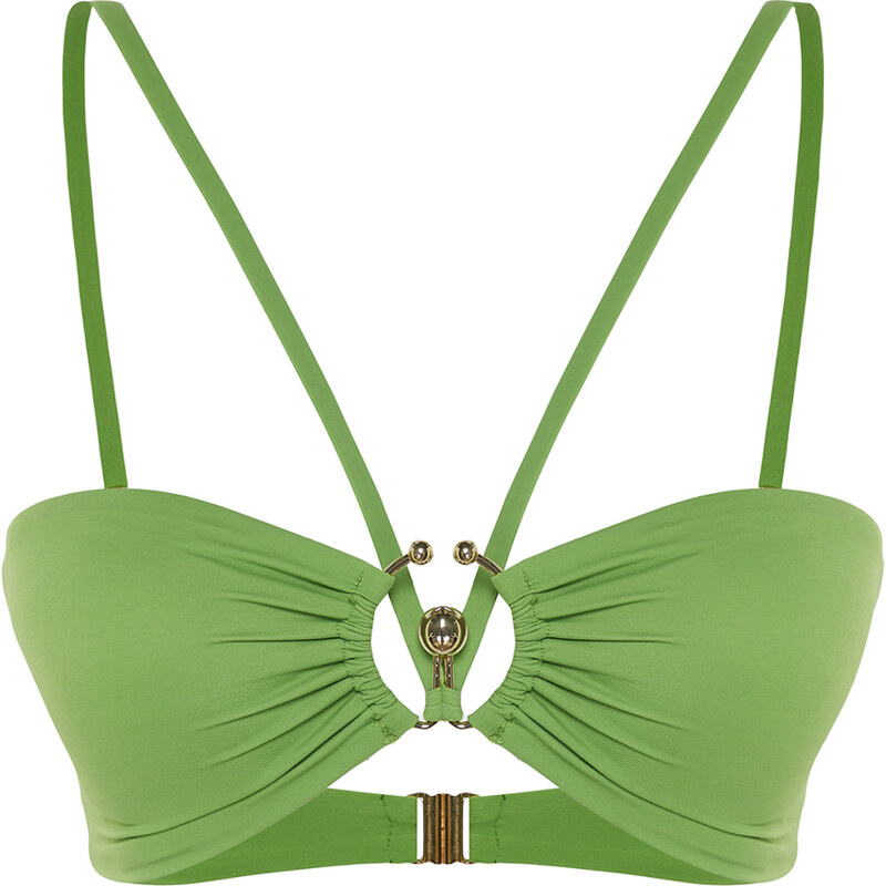 Trendyol Green Strapless Accessory Bikini Top