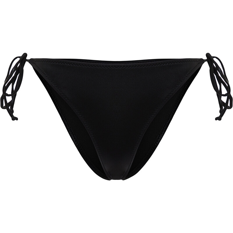Trendyol Black Laced Bright Lacquer Printed Brazilian Bikini Bottom