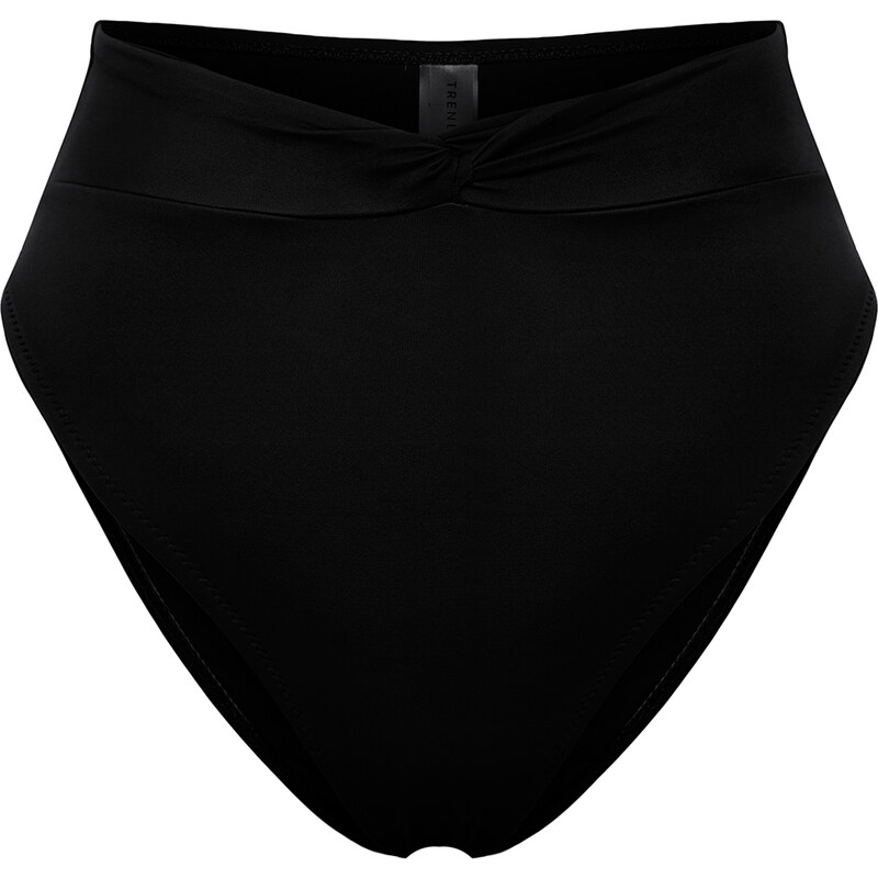 Trendyol Black Knotted High Waist Regular Bikini Bottom