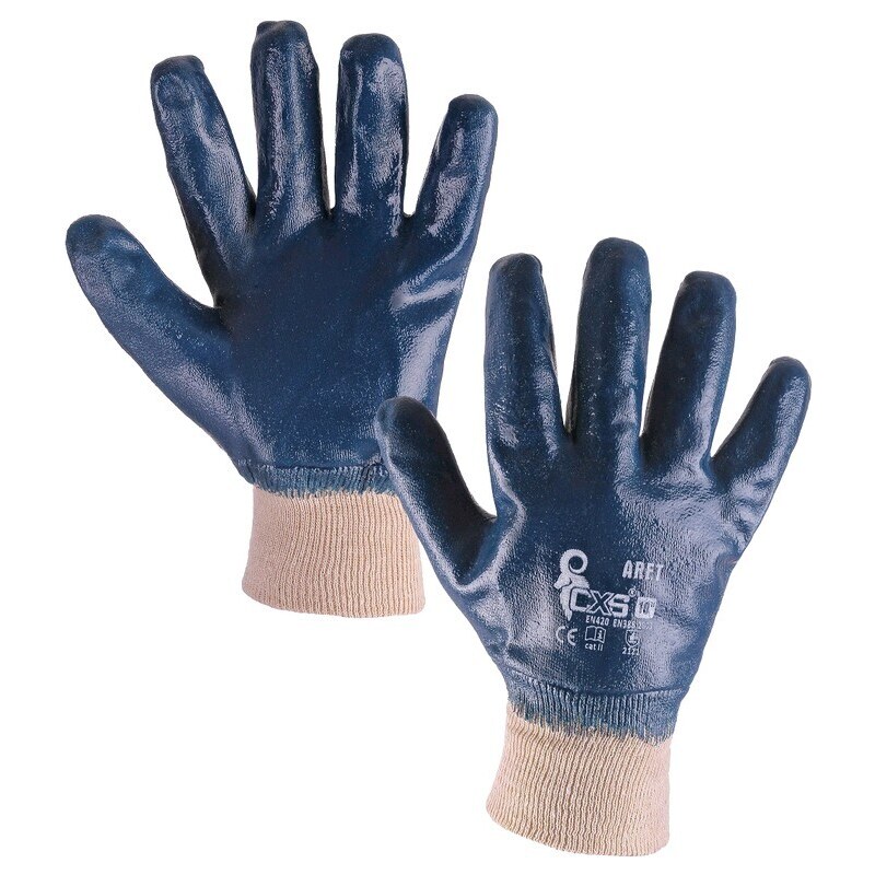 Canis CXS ARET modré rukavice máčené v nitrilu 10