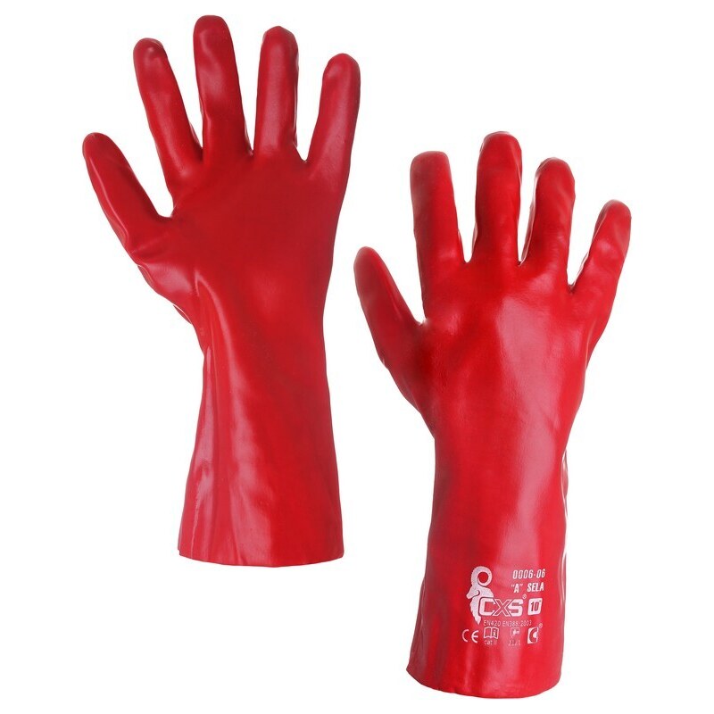 Canis CXS SELA červené rukavice máčené v PVC 10
