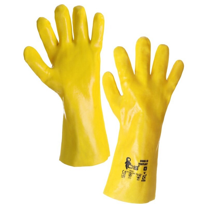 Canis CXS TEKPLAST žluté rukavice kyselinovzdorné 10