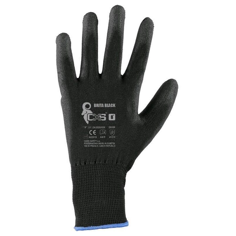 Canis CXS BRITA BLACK rukavice máčené v polyuretanu 10