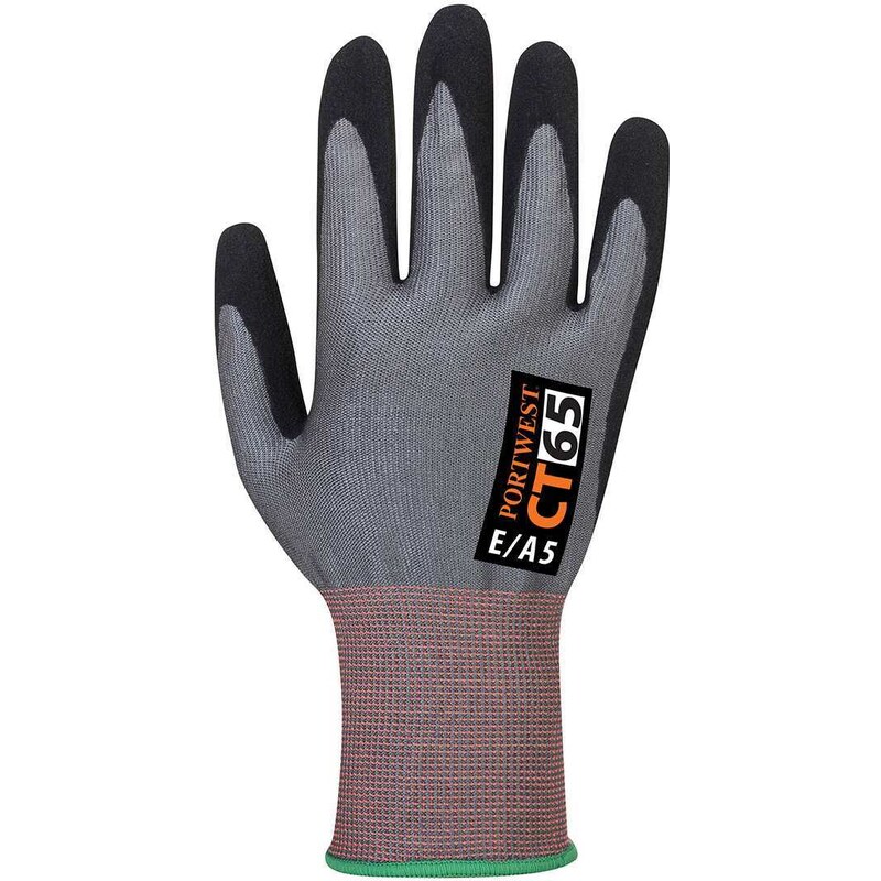 Portwest CT65-CT300 VHR15 neprořezné rukavice s nitrilovou pěnou šedá/černá XS