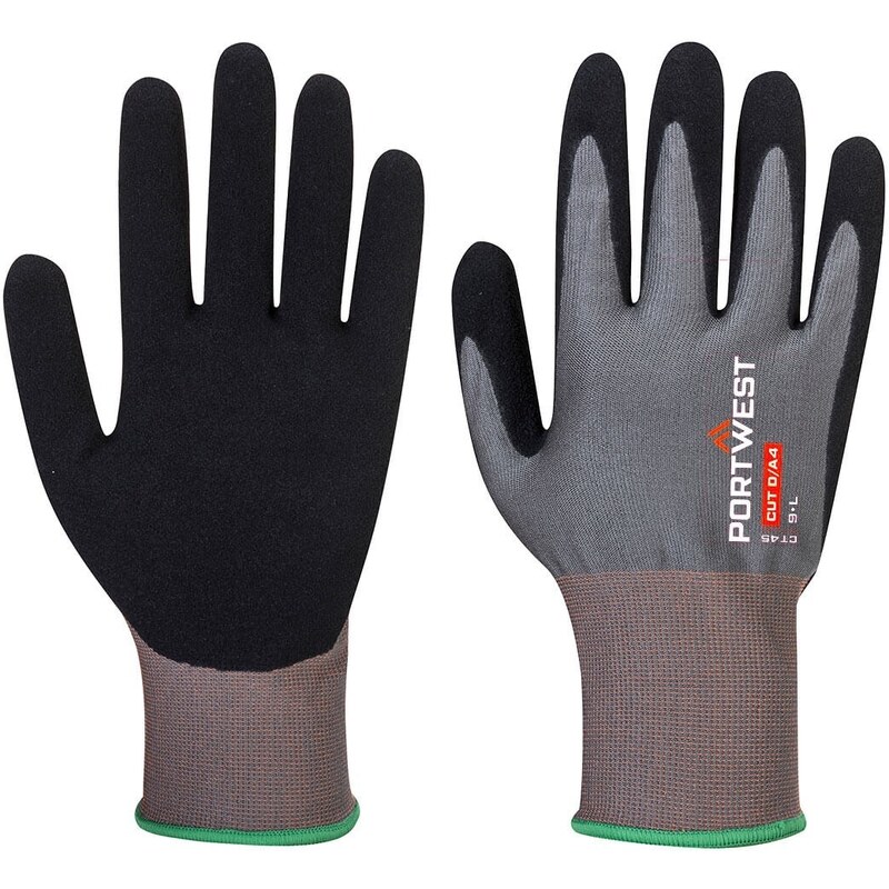 Portwest CT45-Neprořezné rukavice s nitrilovou pěnou CT300 HR18 šedá/černá XS
