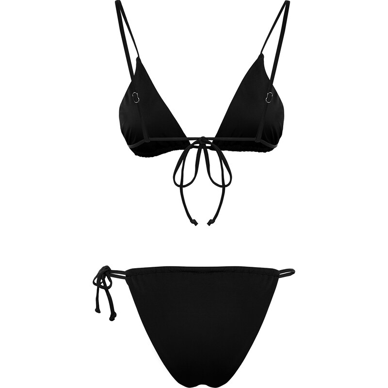 Trendyol Black Tunnel Triangle High Leg Brazilian Bikini Set