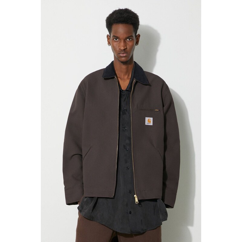 Džínová bunda Carhartt WIP Detroit Jacket pánská, hnědá barva, přechodná, I032940.1YL01