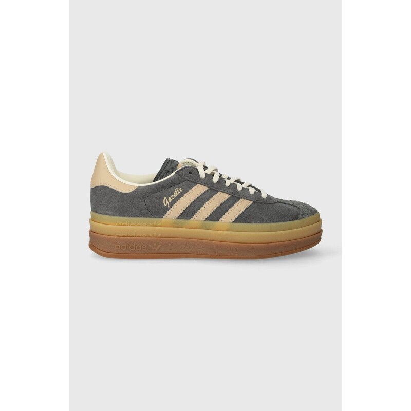 Semišové sneakers boty adidas Originals Gazelle Bold W šedá barva