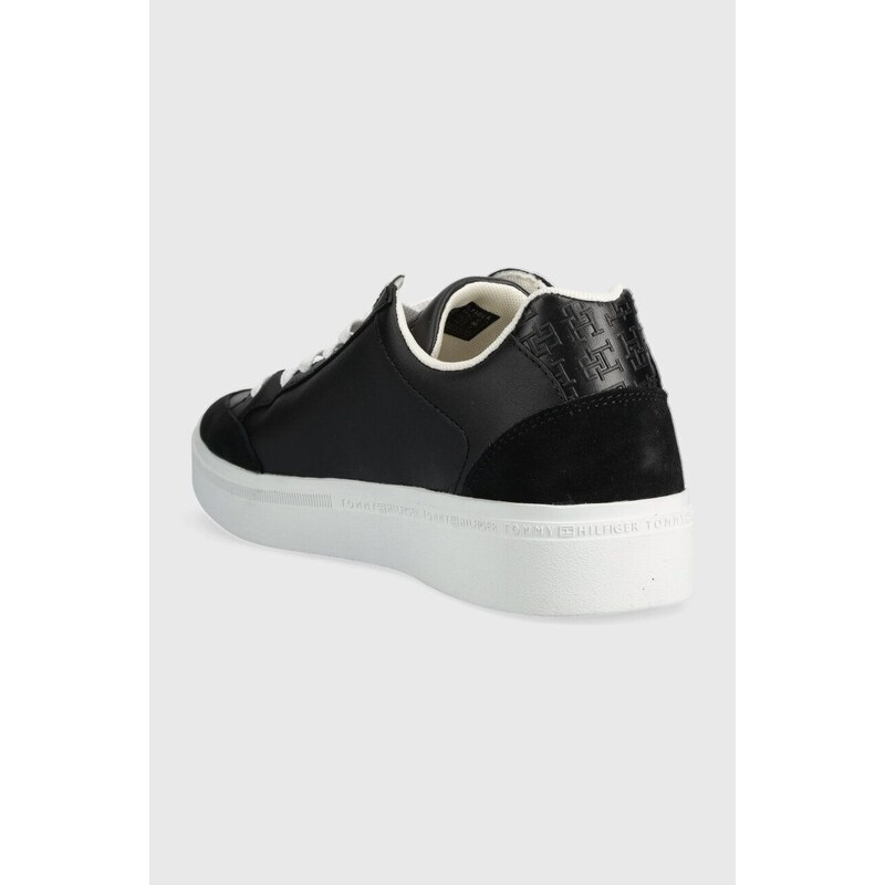 Kožené sneakers boty Tommy Hilfiger COURT SNEAKER MONOGRAM černá barva, FW0FW07812