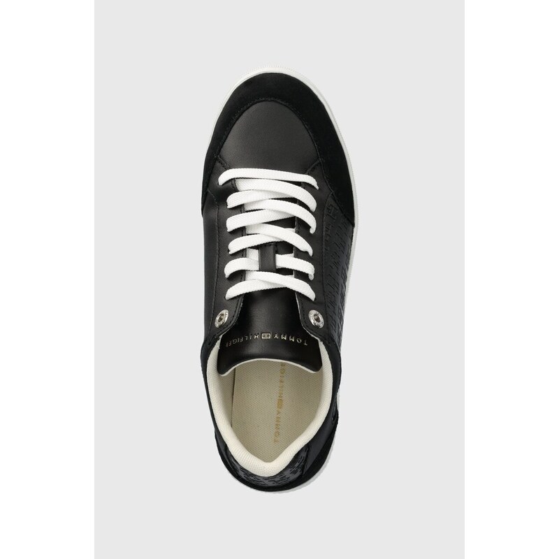 Kožené sneakers boty Tommy Hilfiger COURT SNEAKER MONOGRAM černá barva, FW0FW07812