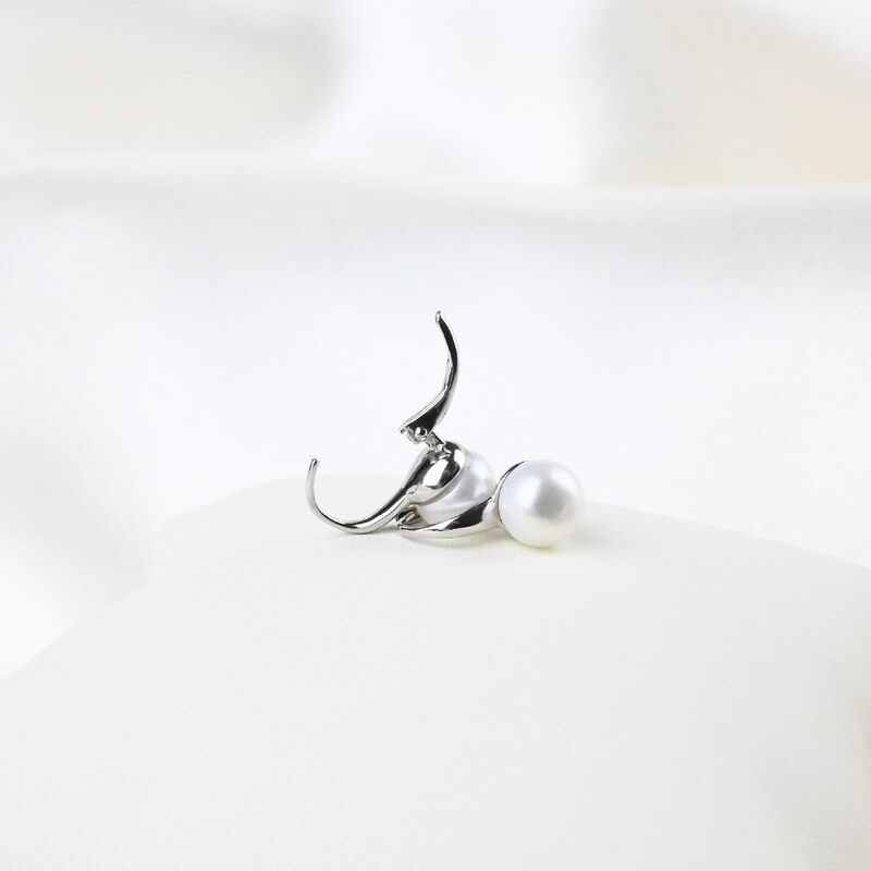 Stříbrné náušnice s říční perlou a klasickým patentem - Meucci SE299