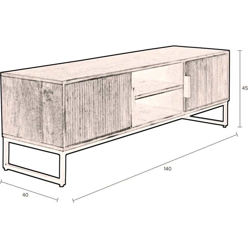 Hnědý dřevěný TV stolek DUTCHBONE SAROO 140 x 40 cm