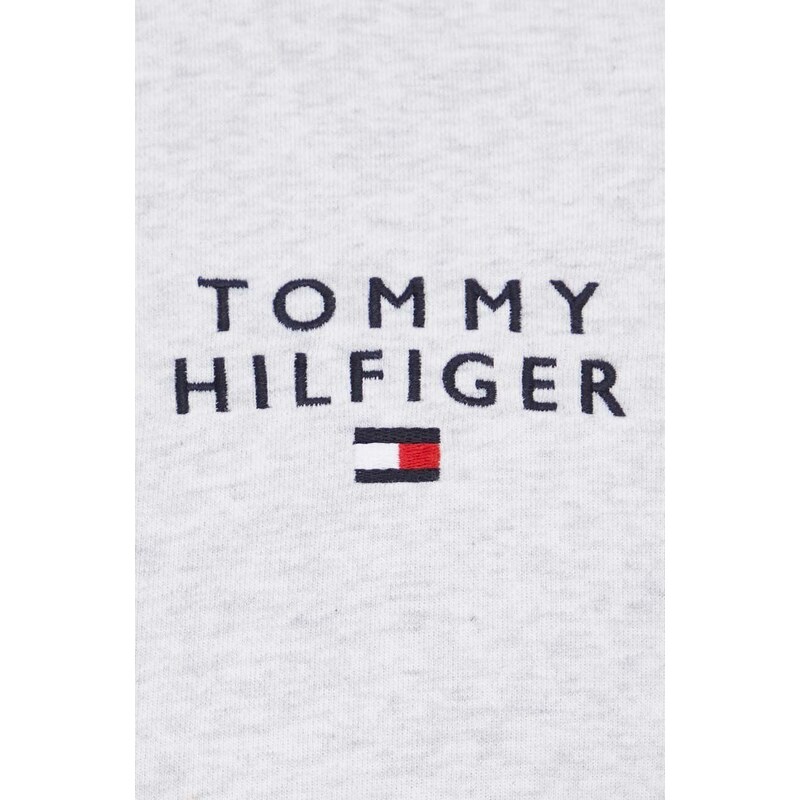 Mikina Tommy Hilfiger pánská, šedá barva, s kapucí, melanžová