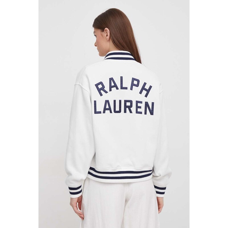 Oboustranná dětská bomber bunda Polo Ralph Lauren dámská, bílá barva, přechodná