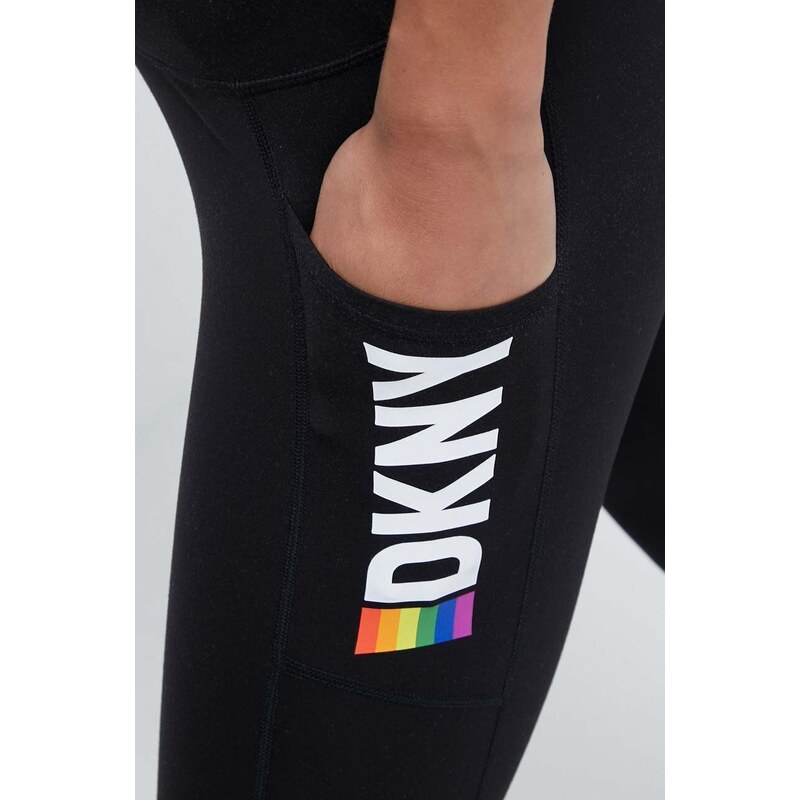 Legíny Dkny dámské, černá barva, s potiskem, DP3P3391