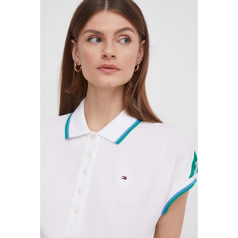 Polo tričko Tommy Hilfiger bílá barva