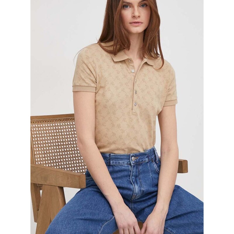 Polo tričko Lauren Ralph Lauren béžová barva