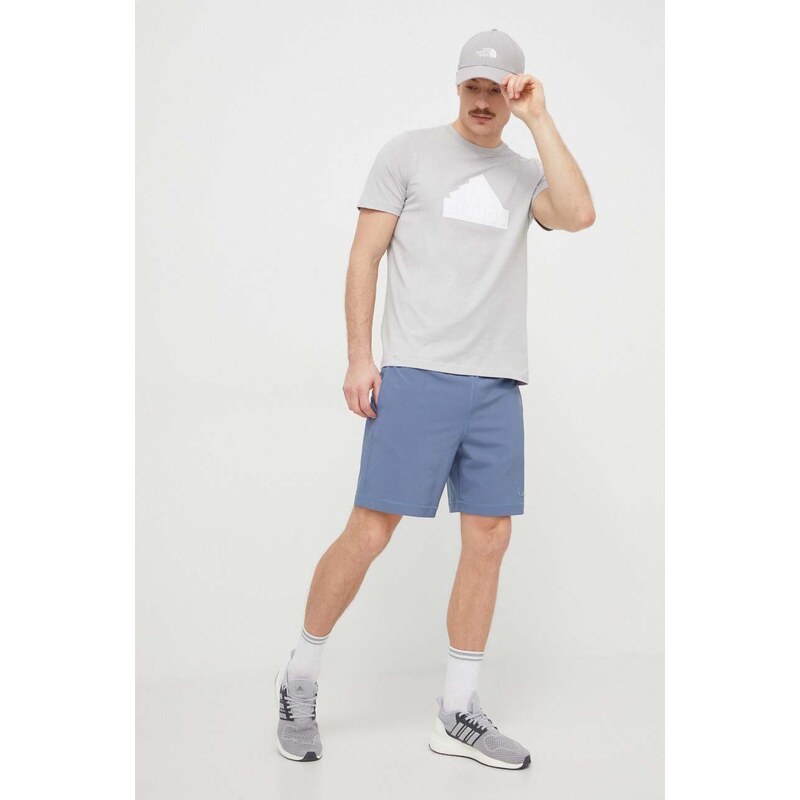 Bavlněné tričko adidas šedá barva, s aplikací, IY4283