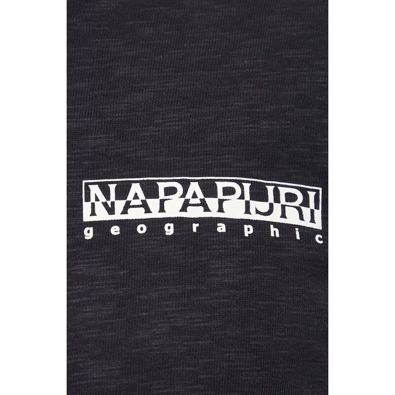 Bavlněné tričko Napapijri S-Grober černá barva, s potiskem, NP0A4HQD0411