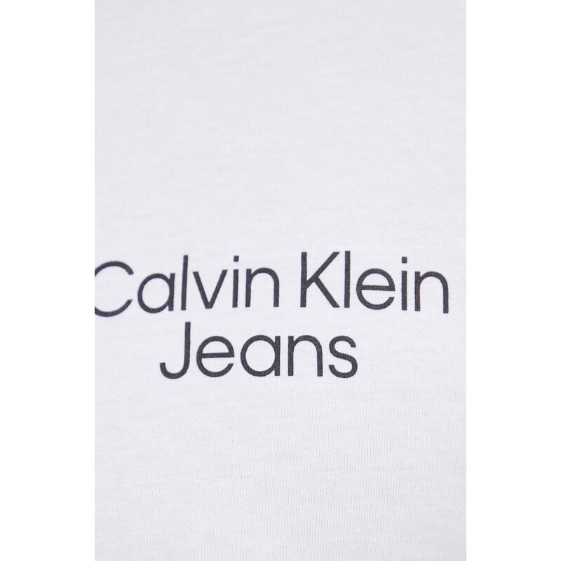 Bavlněné tričko Calvin Klein Jeans bílá barva, s potiskem