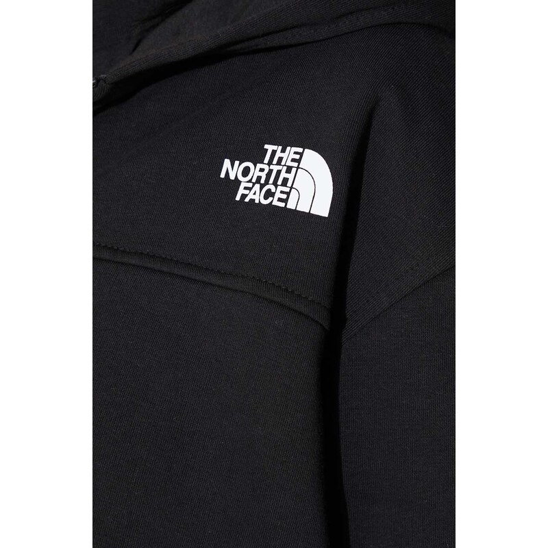 Mikina The North Face W Essential Fz Hoodie dámská, černá barva, s kapucí, s potiskem, NF0A853VJK31