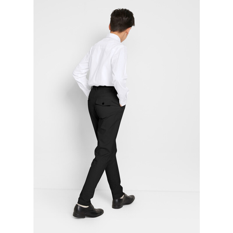 bonprix Chlapecké kalhoty Chino, košile a motýlek, slavnostní (3dílná souprava) Černá