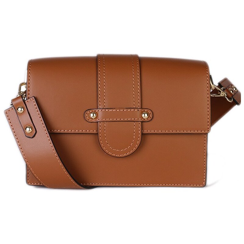 Dámské hnědé kožené kabelky crossbody Emile