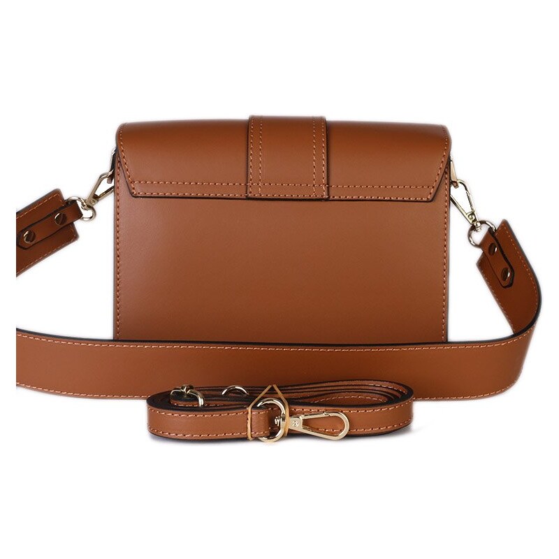 Dámské hnědé kožené kabelky crossbody Emile