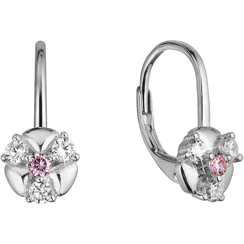 Stříbrné náušnice se zirkony 11508.3 crystal/rose