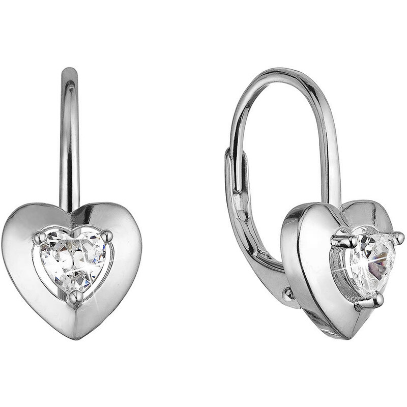 Stříbrné náušnice srdíčka se zirkonem 11513.1 crystal 89418021