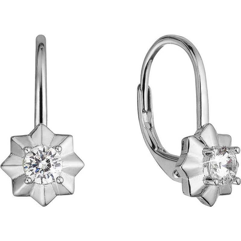 Stříbrné náušnice hvězdičky se zirkonem 11505.1 crystal