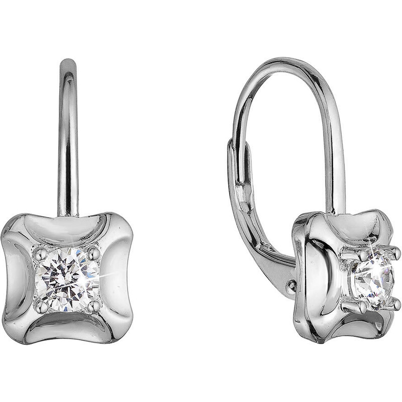 Stříbrné náušnice čtverečky se zirkonem 11506.1 crystal