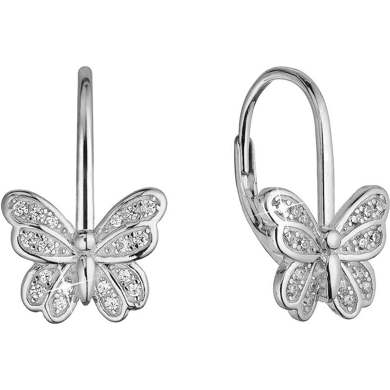 Stříbrné náušnice motýlci se zirkony 11500.1 crystal