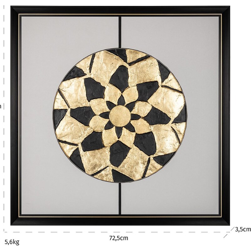 Zlato-černý obraz Richmond Sun 73 x 73 cm
