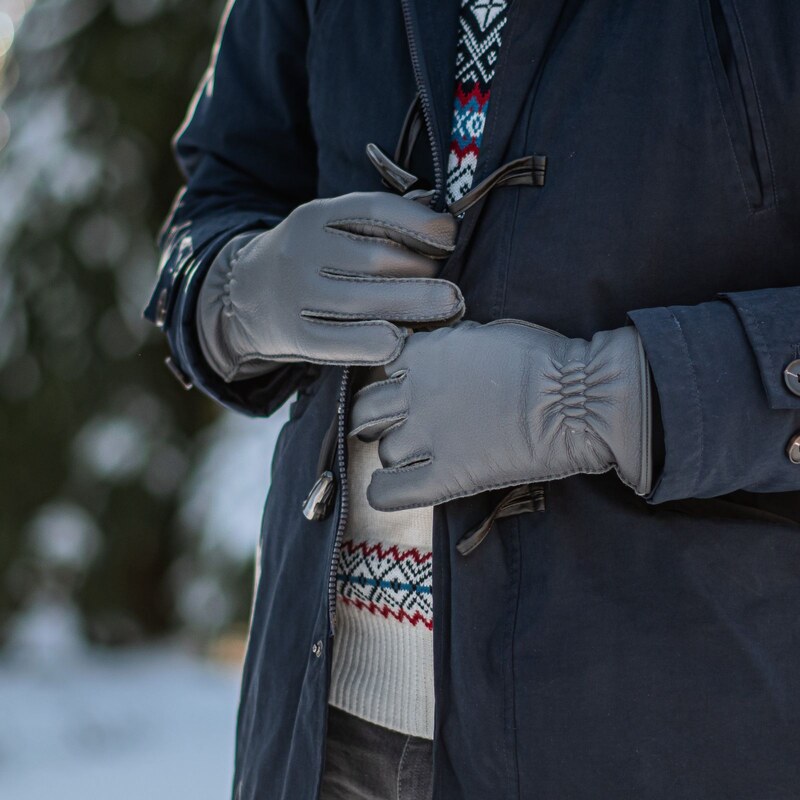 BOHEMIA GLOVES Ručně šité pánské rukavice z amerického jelena s kašmírem