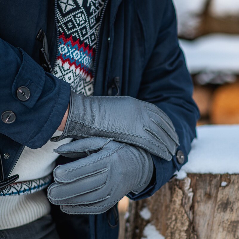 BOHEMIA GLOVES Ručně šité pánské kožené rukavice s kašmírem