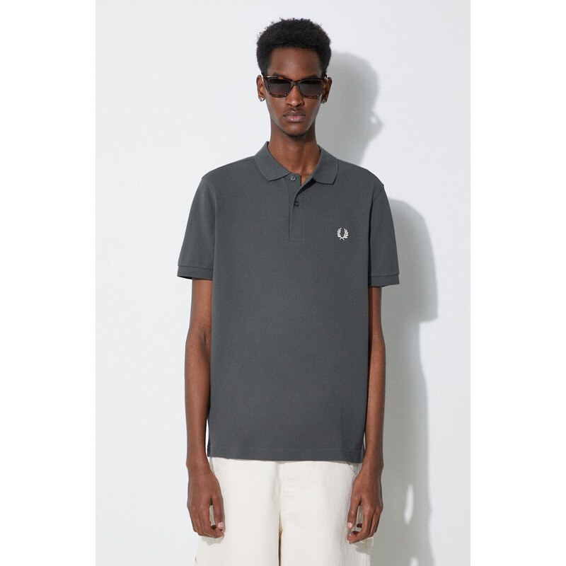 Bavlněné polo tričko Fred Perry Plain Shirt zelená barva, s aplikací, M6000.U98