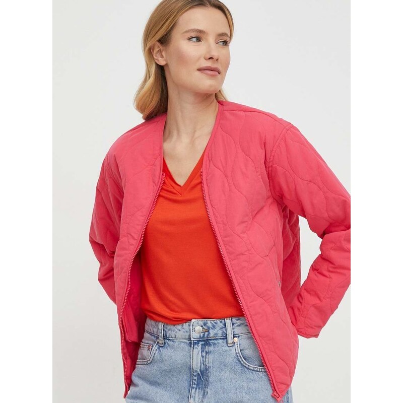Bunda United Colors of Benetton dámská, růžová barva, přechodná