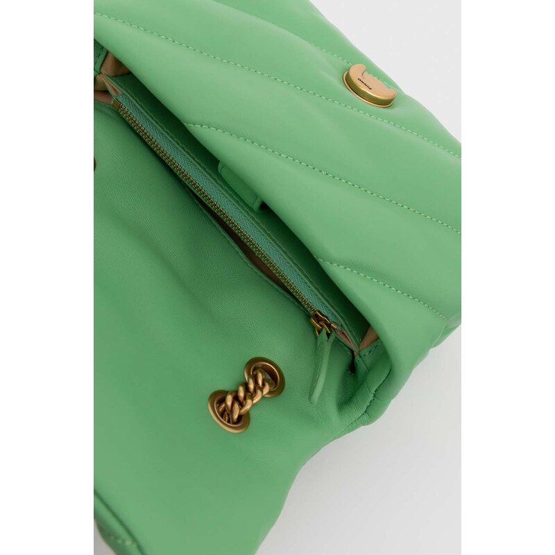 Kožená kabelka Pinko zelená barva, 100039.A0F2