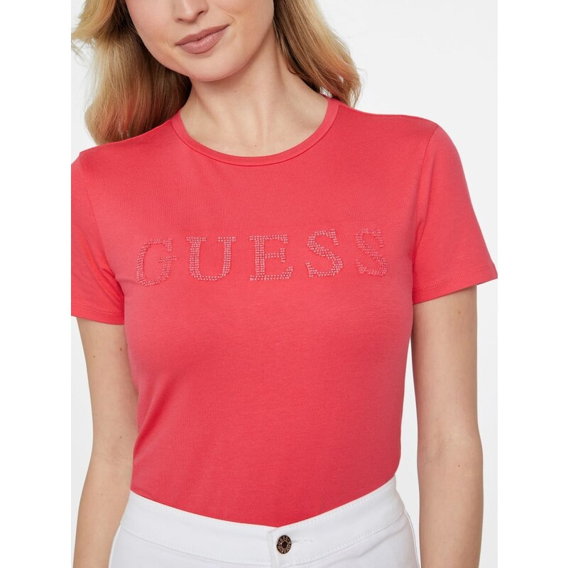 Guess dámské tričko Azure malinové s korálky