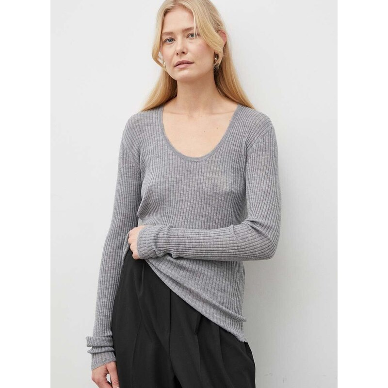 Vlněný svetr By Malene Birger dámský, šedá barva, lehký
