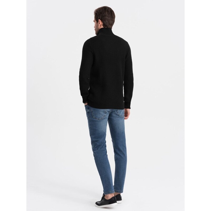 Ombre Clothing Elegantní pánský svetr v černé barvě V3 SWZS-0105